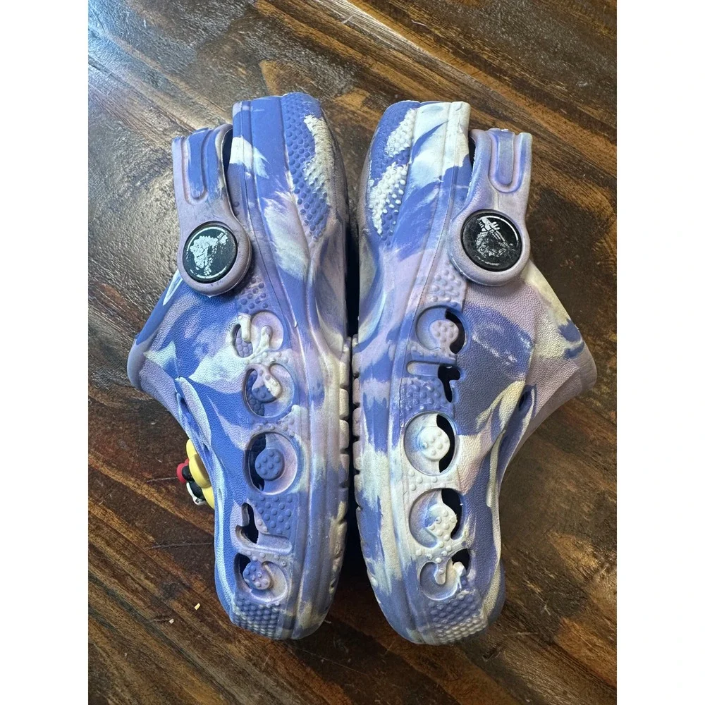 Crocs‎ Kids Classic Marbled Clog Purple White Swirl Minnie Mouse Jibbitz Shoe C8